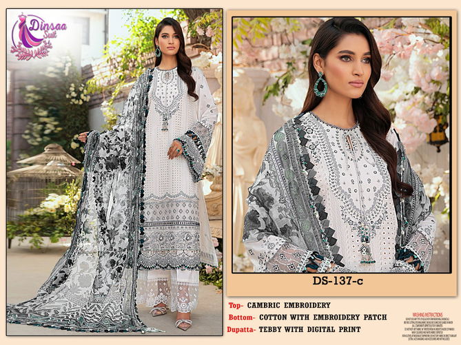 Dinsaa 137 A to C Pakistani Salwar Suits Catalog